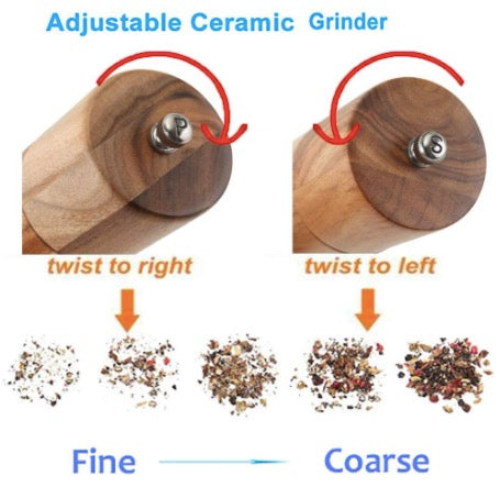 Wooden Salt & Pepper Grinder Set